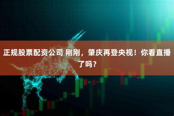 正规股票配资公司 刚刚，肇庆再登央视！你看直播了吗？